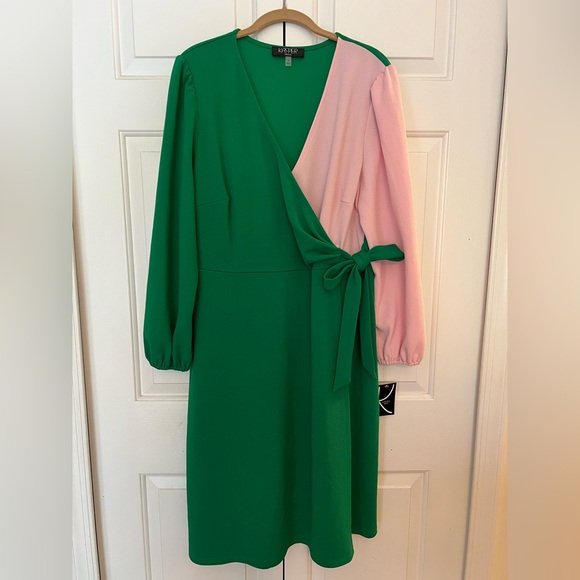 kasper pink and green dress Colorblock NWT Size 1X Wrap dresses